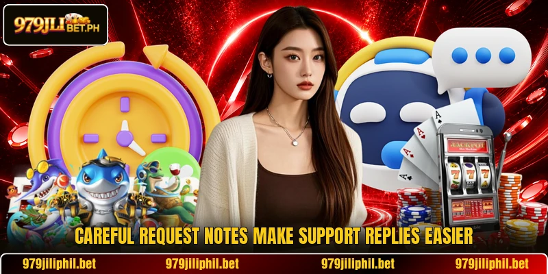 Careful request notes make support replies easier