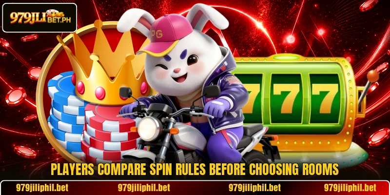 Players compare spin rules before choosing rooms