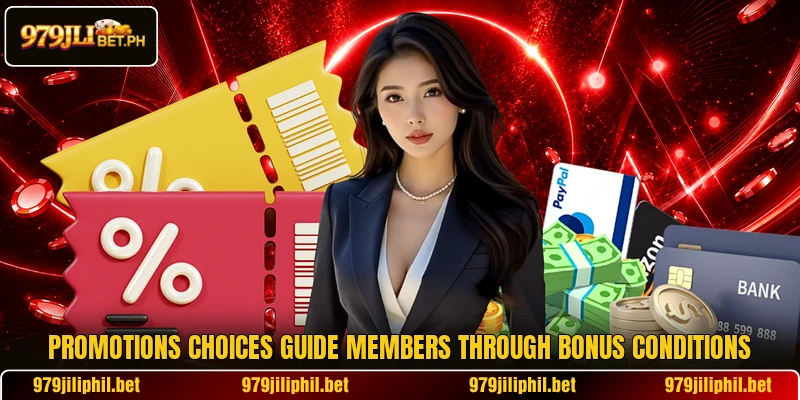 Promotions choices guide members through bonus conditions