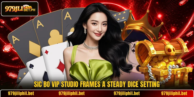 Sic Bo VIP Studio frames a steady dice setting